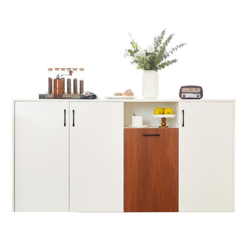 Credenza Weiß 160x80cm Freistehender Holzschrank Für Wohnzimmer_voghion.com