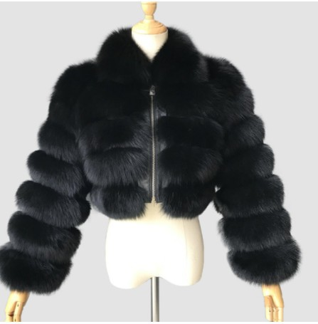 Women's Lapel Imitation Fur Coat Imitation Fox Fur Long Sleeve Patchwork Coat_voghion.com