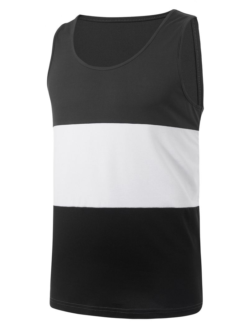 Chaleco deportivo holgado para hombre con costuras en contraste de colores para correr_voghion.com