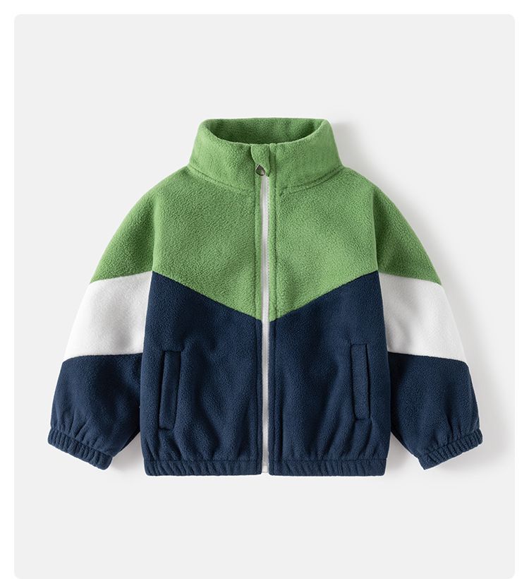 Užsienio prekybos vaikų drabužiai 2023 m. rudens nauji vaikiški poliariniai vilnos švarkai berniukams ir kūdikiams, derančios spalvos laisvalaikio viršutiniai drabužiai urmu_voghion.com