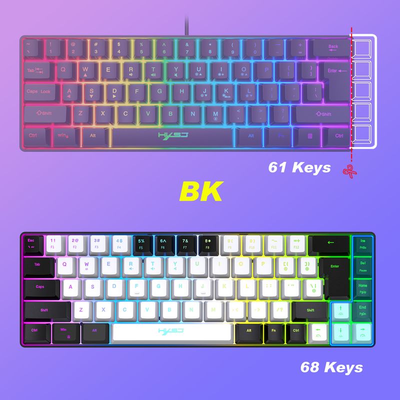 2023 New Gaming Membrane 68 Keys Key Line Separation RGB Backlight Multi-function Wired Keyboard_voghion.com