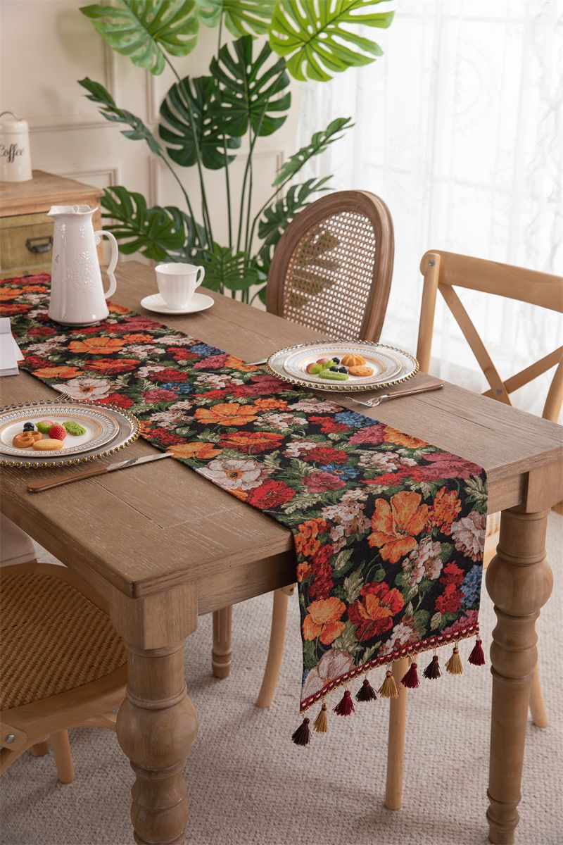 Nuovo copritavolo da caffè in stile americano con nappa in jacquard di poliestere, copriletto e copriletto_voghion.com