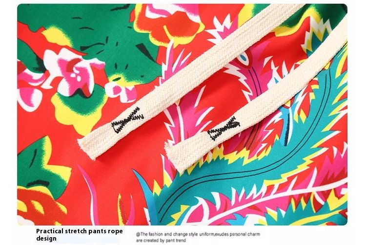 Pantaloncini sportivi da spiaggia estivi a fiore grande nord-est Pantaloni a gamba dritta a 5 punti da uomo alla moda_voghion.com