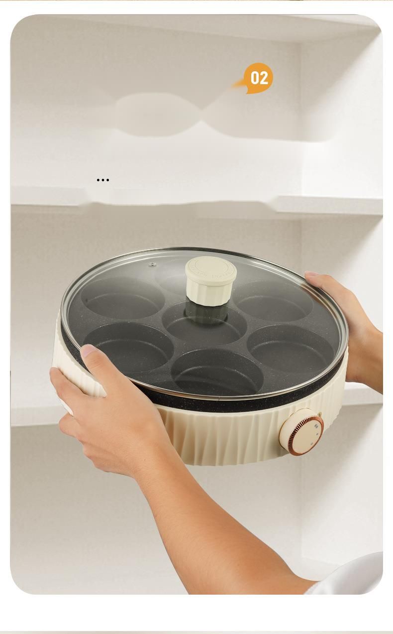 Household And Commercial Seven-Hole Frying Plug-in Model, Non-Stick Pan, Breakfast Burger Maker, Fully Automatic Poached_voghion.com