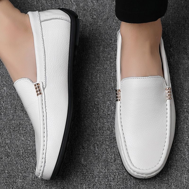 Oberschicht-Loafer aus Rindsleder, lässige Ledersohle, weiche Oberfläche, atmungsaktiv, vielseitige Slip-On-Herrenschuhe für den Sommer_voghion.com