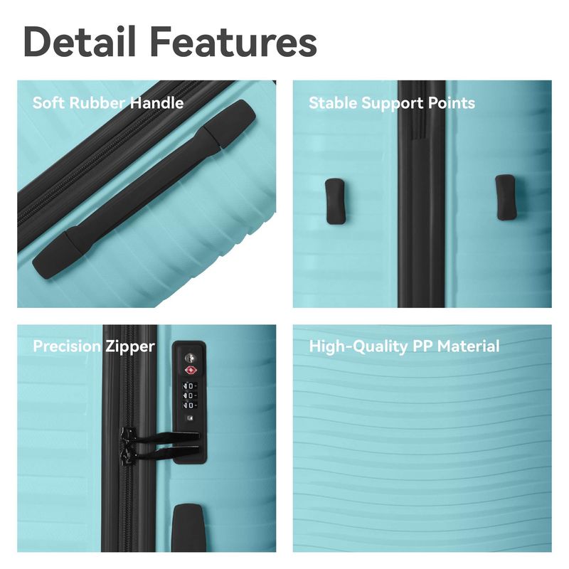 3-Piece Luggage Sets (20", 24", 28"), Suitcase With Wheels, Hardside Suitcase With Four Spinner Wheels And Scratch-Resistant Surface, SkyBlue_voghion.com