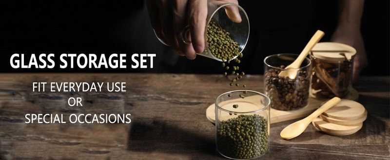 ACZT Containerset, 3-delige kruidenpotten met deksels en lepels, geschikt voor thuiskeukens en cafés, voor het bewaren van zout._voghion.com