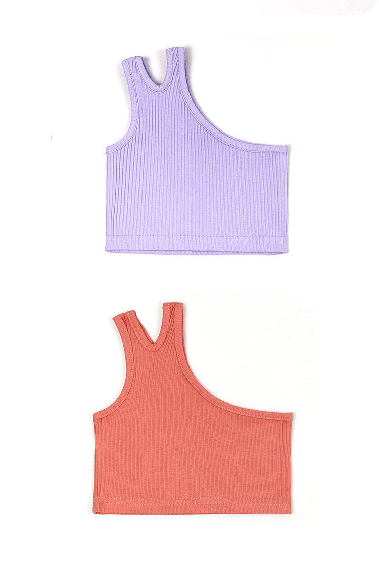 Mamm & Kanner Kanner Summer Weste fir Meedercher schräg Schëller onregelméisseg Halter Top fir Meedercher_voghion.com