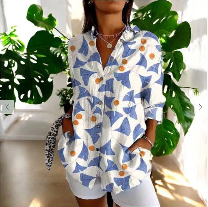Chemise ample décontractée à boutons pour femme, motif imprimé 3D, offre spéciale, automne 2025_voghion.com