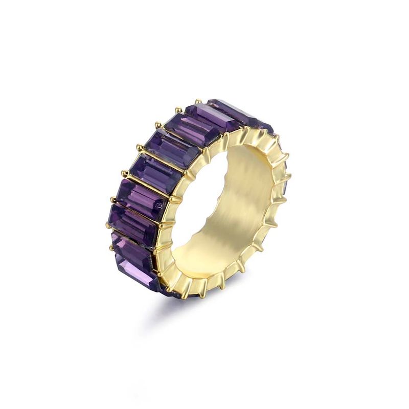 Vendita calda VG 6YM Elegante arcobaleno colorato cristallo eterno quadrato anello francese gioielli da sposa da donna all'ingrosso_voghion.com