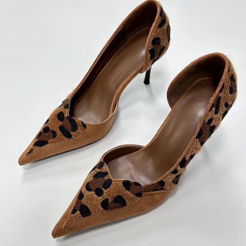 Escarpins à talons hauts léopard à bout pointu tendance, nouvelle collection printemps 2025, Melard, bouche peu profonde, sexy, mode, chaussures simples pour femmes, confortables_voghion.com