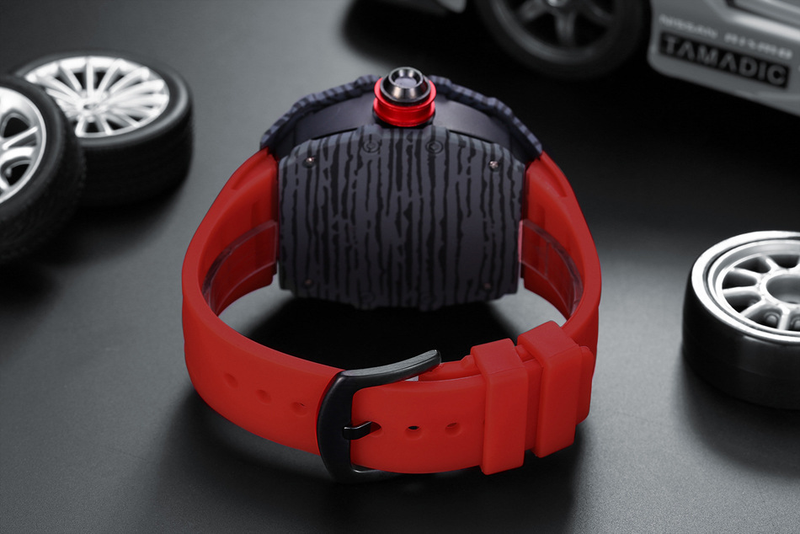 Full Automatic Mechanical Luminous Tape Richard Barrel Men's Watch_voghion.com