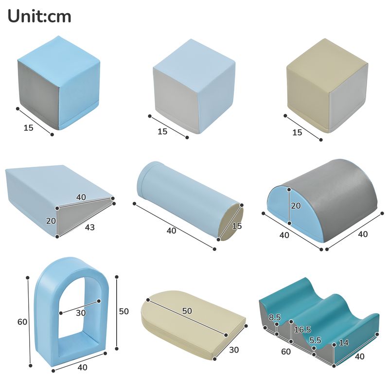 Ensemble de blocs de jeu et d'escalade TLG 9 pièces pour enfants – Blocs de construction souples et colorés avec marches, toboggan et piscine à balles pour tout-petits et enfants d'âge préscolaire – Balles non incluses_voghion.com