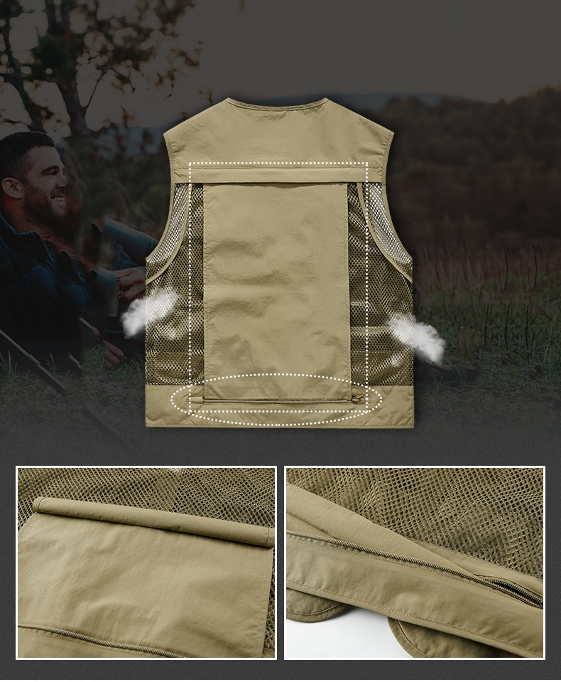 FGKKS Outdoor Leisure Vest For Men, New Breathable Outdoor Sports Coat With Multiple Pockets, High Quality Design, Leisure Vest For Men_voghion.com