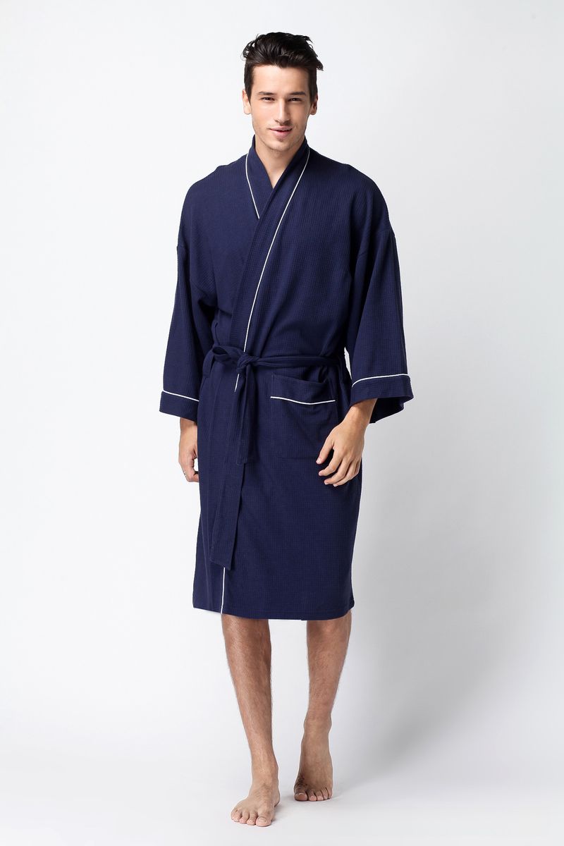 Hotel spring and summer couple waffle bathrobe soft cotton bathrobe hot spring nightgown with extra large size_voghion.com