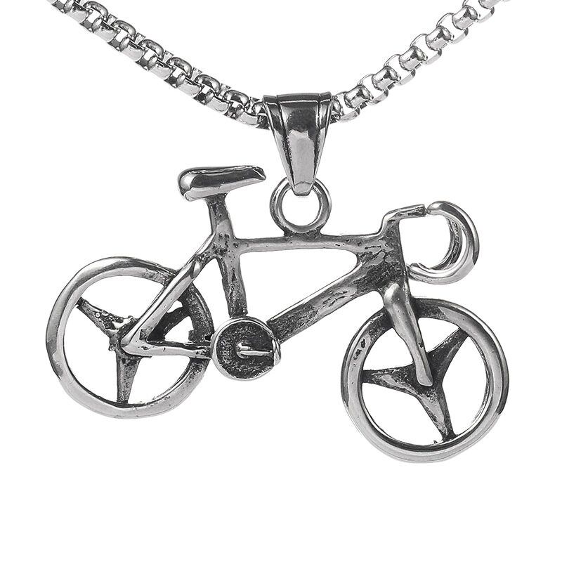 Fashion Trend Sier Color Bike Pendant Necklace for Men Trendy Rock Motorcycle Party Casual Jewelry Gift_voghion.com