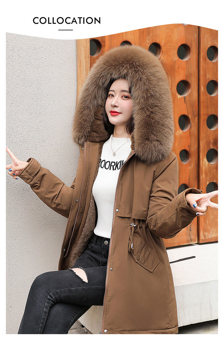Damenbekleidung Mittellange Temperament-Baumwolljacke Kleine Winter-Plus-Samt-verdickte große Damen-Baumwolljacke_voghion.com
