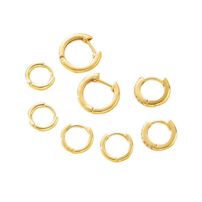 Ensemble de 4 boucles d'oreilles créatives en cuivre incrustées de diamants, bijoux tendance, légers et luxueux, haut de gamme_voghion.com