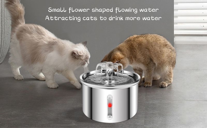 Pet stainless steel visual window, cat automatic dispenser, small flower fountain, intelligent water feeding supplies_voghion.com