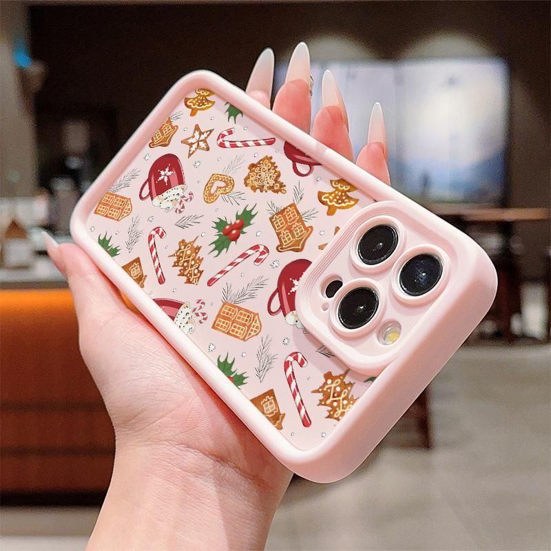 Cute Christmas Themed Pattern Phone Case Anti-drop Decorative Phone Protector Cover Phone Accessories Compatible With IPhone 11 12 13 14 15 16 Pro Max_voghion.com