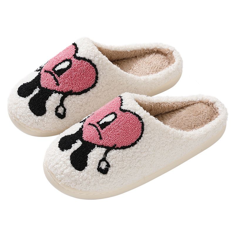 Pantofole invernali da donna con suola spessa antiscivolo Home Bad Bunny Mr. Heart, calde pantofole da uomo e da coppia, con cartoni animati_voghion.com