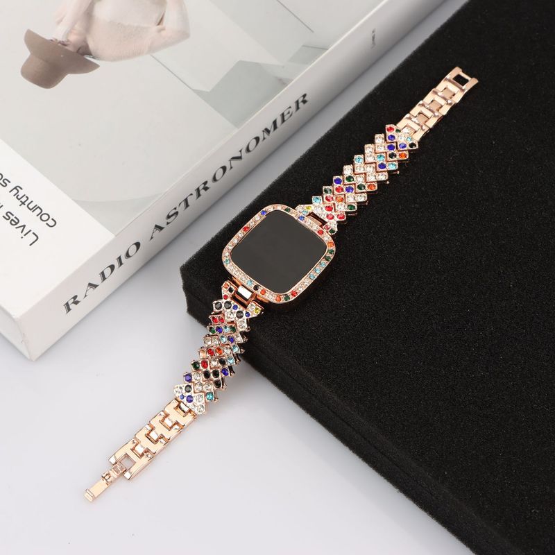 Quadratische kleine duftende Wind Diamant Led Uhr Legierung Strap Touch Damenuhr Mode_voghion.com
