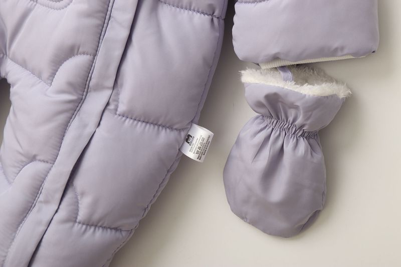 European-Style Baby Jumpsuit With Large Pockets – Fleece-Lined Winter Romper For Newborns & Infants (0-24M), Soft Polyester Hooded Onesie_voghion.com