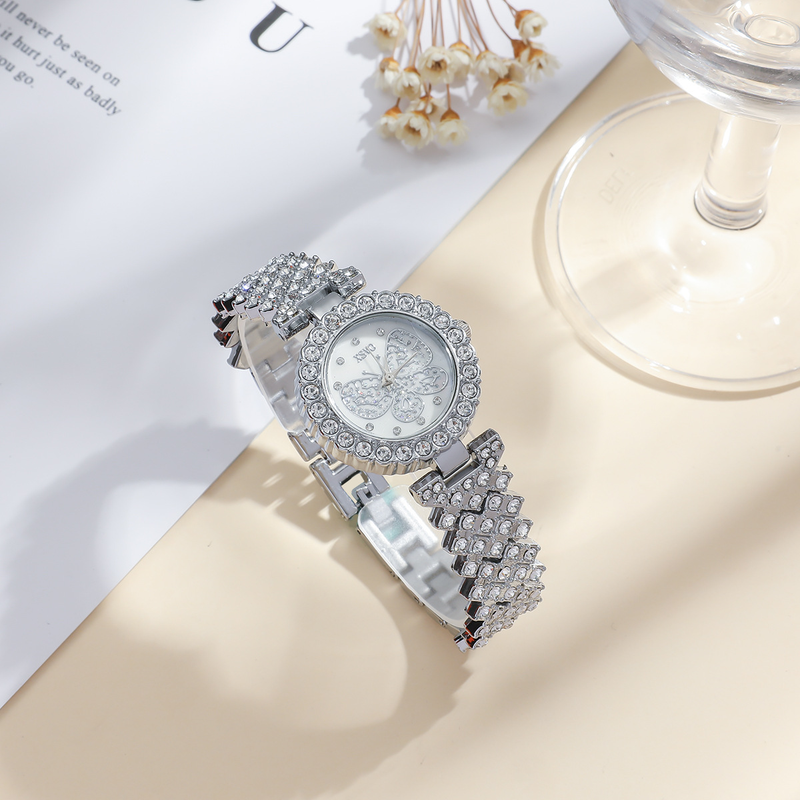 5 teile/satz Damen Sommer Neue Mode Frische Persönlichkeit Stahl Band Quarzuhr Set_voghion.com