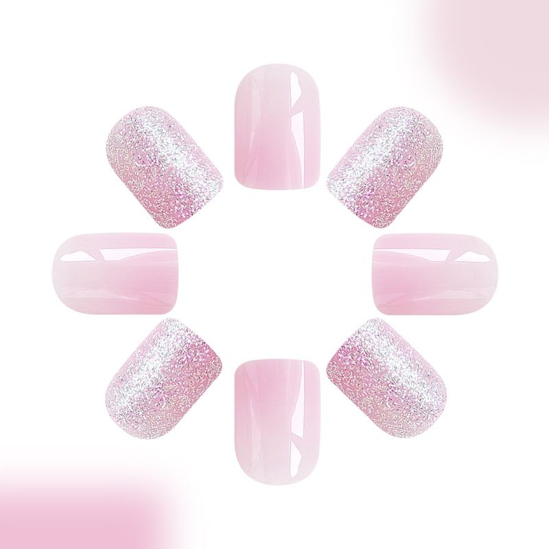 Krátké světlé čtvercové brnění světlý práškový gradient stříbrné třpytky na nehty módní Joker evropské a americké zahraniční obchod 24 kusů_voghion.com