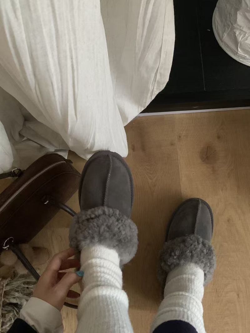 Henan Sangpo Sheepskin Wool Integrated Curly Star Slippers Slip-On Thick So Height Increasing Warm Non-Slip Korean_voghion.com