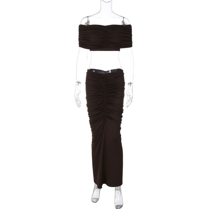 Damenbekleidung 2025 Herbst Neue Mode Sexy Crop Top + Schlank Plissee Rock Set_voghion.com