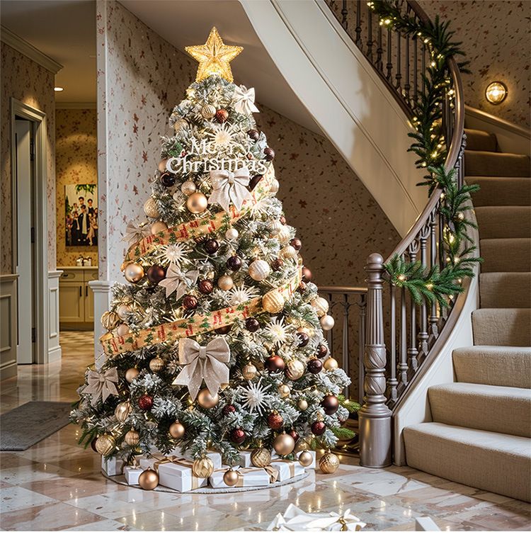 Weihnachtsdekoration Weihnachtsbaum 2024 Neu Weiß Schneefall Luxus Weihnachtssterne Funkeln_voghion.com