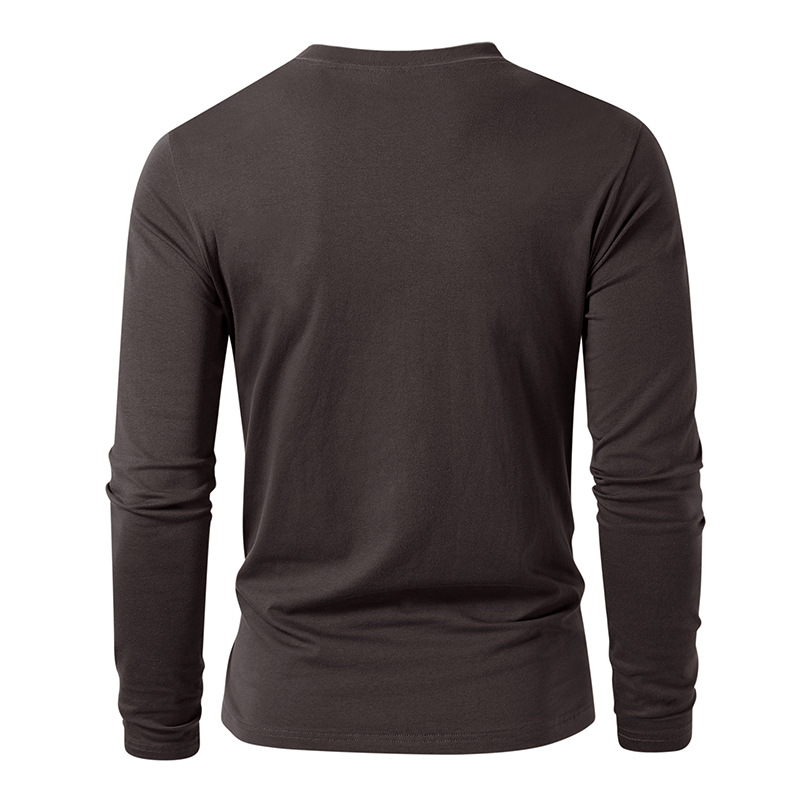 Herrenbekleidung Herren-Langarm-T-Shirt für Herren, einfarbig, Rundhalsausschnitt, langärmelig_voghion.com