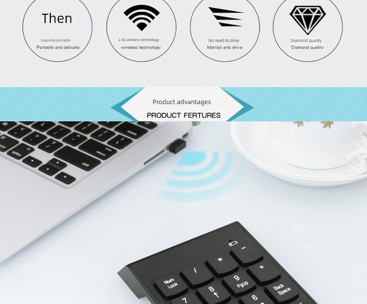 Keypad Finance Securities Bank Digital Wireless Switch-Free Notebook Desktop USB Wired 19 Keys_voghion.com
