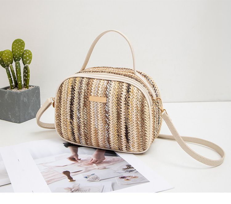 Women's Bag New Ladies Bag Straw Colored Hand Held Sequined Ladies Messenger Bag_voghion.com