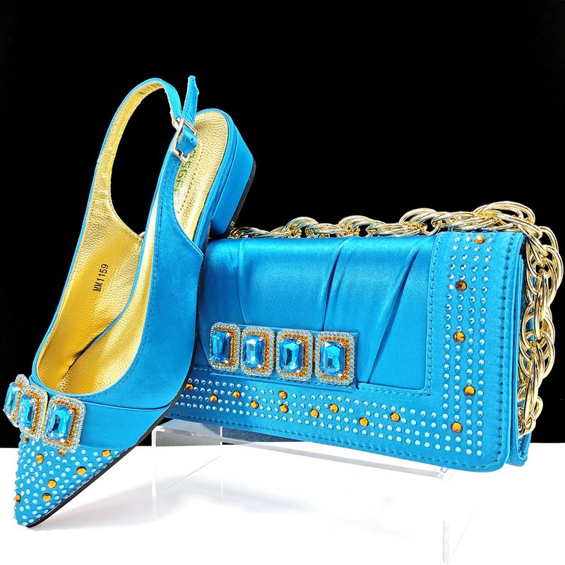 Women's shoe bag set pointed low heels Long square soft hold bag Simple elegant shoe bag_voghion.com