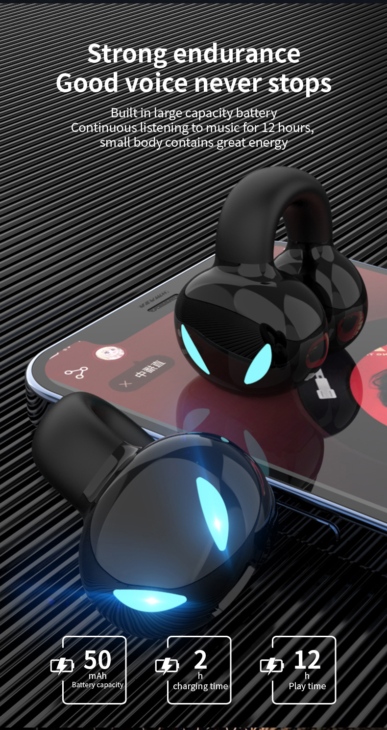 Nye øreklips YX03 Bluetooth-hodesett Trådløse øredobber med ett øre Utadvendt forretningssporthodesett_voghion.com