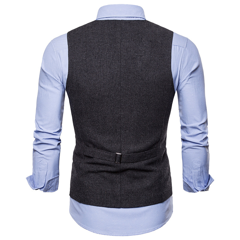 Giacca da uomo stile gilet monopetto a spina di pesce M49_voghion.com