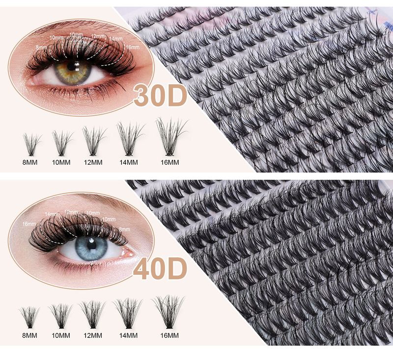 European and American cross border DIY segmented false eyelashes set 30D40D50D80D dense D curved single cluster eyelashes_voghion.com