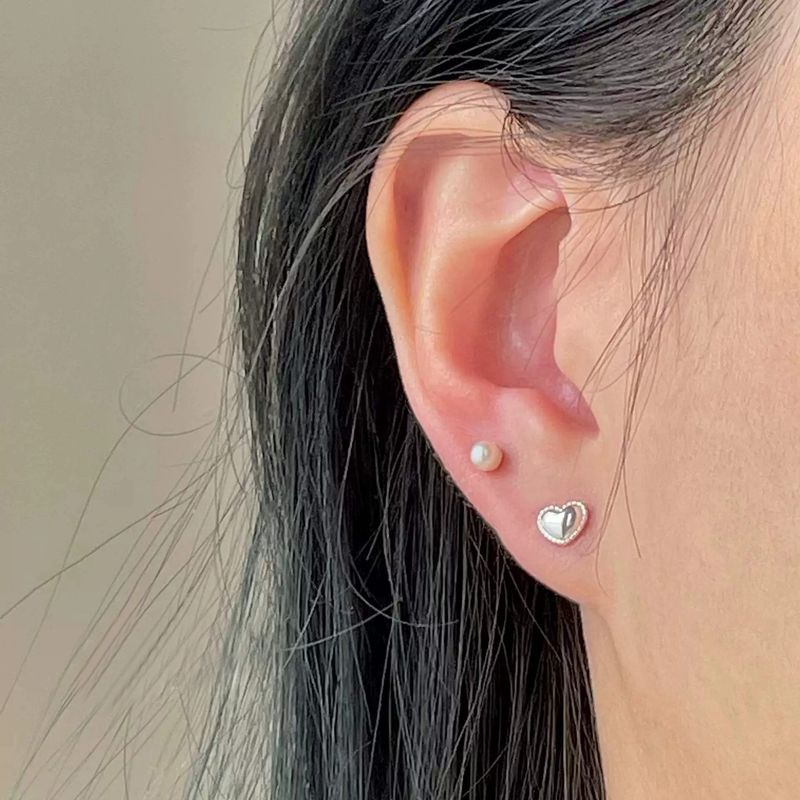 Tiqi Pure Sier Sweet Compact Heart-shaped With Feminine Temperament, Simple Niche Peach Heart Ear Hole E, And_voghion.com