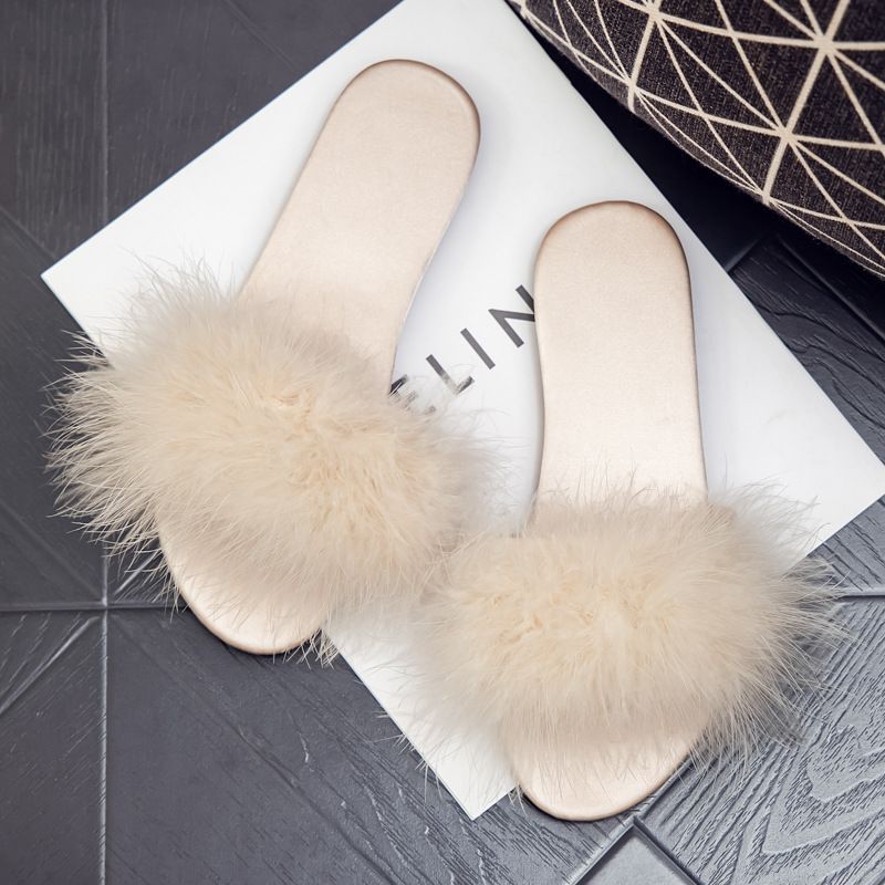 Damigella d'onore primavera estate pelosa per donna nuove pantofole rosse in raso per abito da sposa e scarpe abbinate_voghion.com
