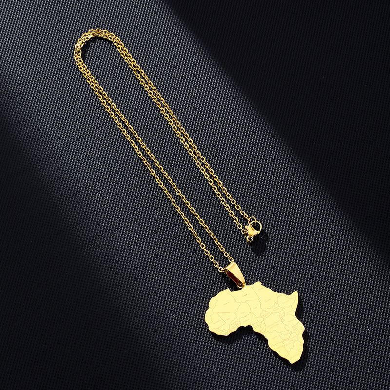 Collana con ciondolo con nome del paese in stile etnico africano, in acciaio al titanio lucidato, Nigeria, Ghana e Somalia_voghion.com