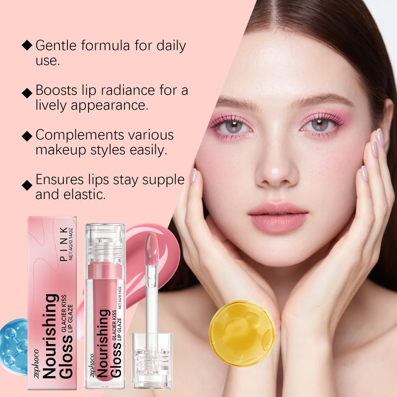 Roze hydraterende glans, natuurlijke kleur, antiaanbaklaag, gemakkelijk aan te brengen, voller en hydraterend, handig lipglazuur_voghion.com