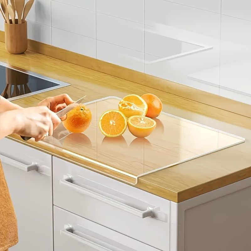 1pc Non-Slip Acrylic Cutting Board - Transparent, Durable Kitchen Countertop Protector For Fruits, Vegetables, And Cooked Food Prep_voghion.com