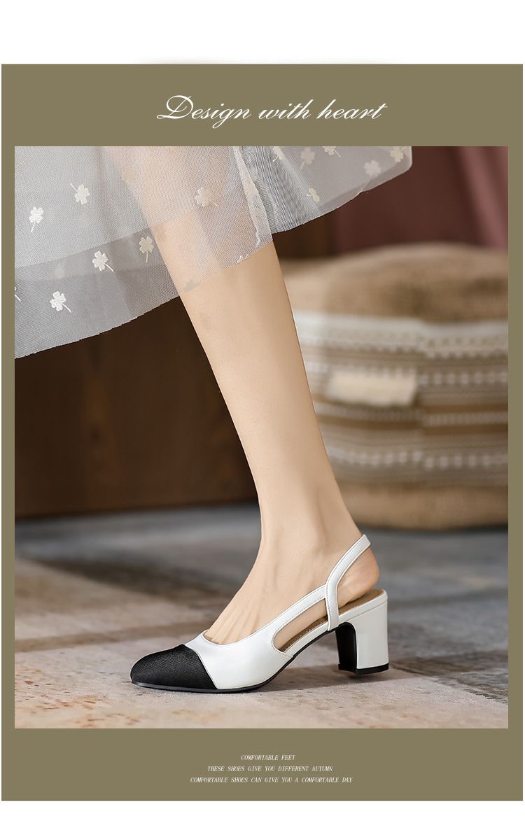 Baotou sandals women's thick heel hundred match fairy with students flat simple small fragrant high heels_voghion.com