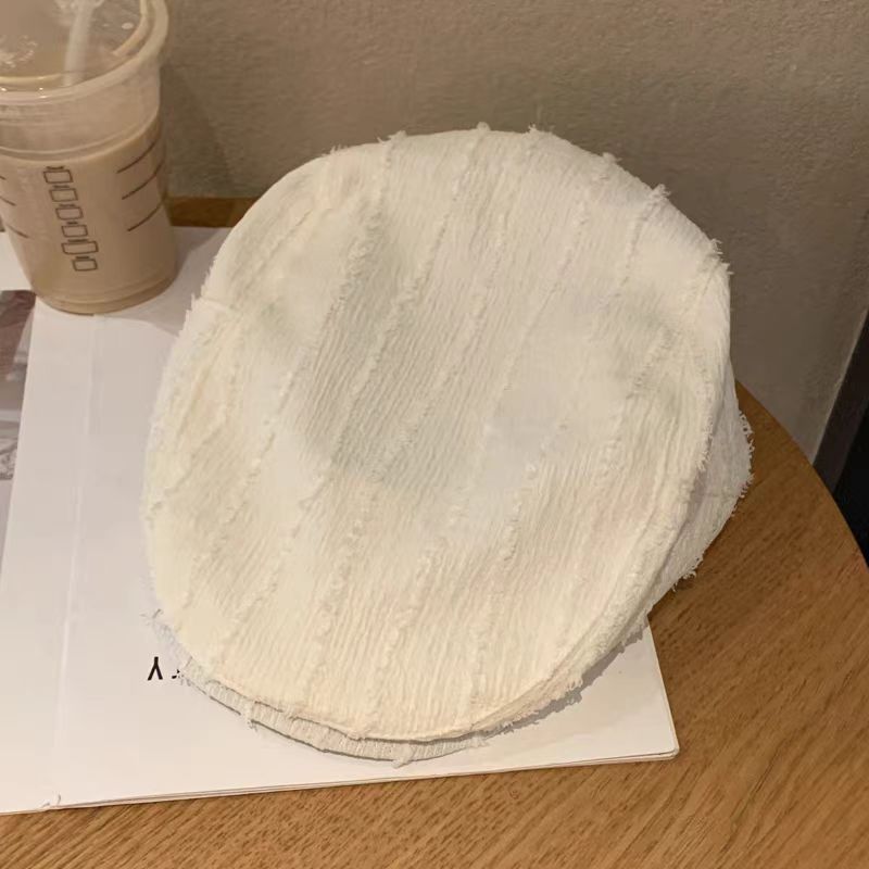 Koreanische Vintage-Cap mit ausgefranstem Rand für Damen, Frühling/Sommer, vielseitig, gesichtsschlankmachend, wendbar_voghion.com