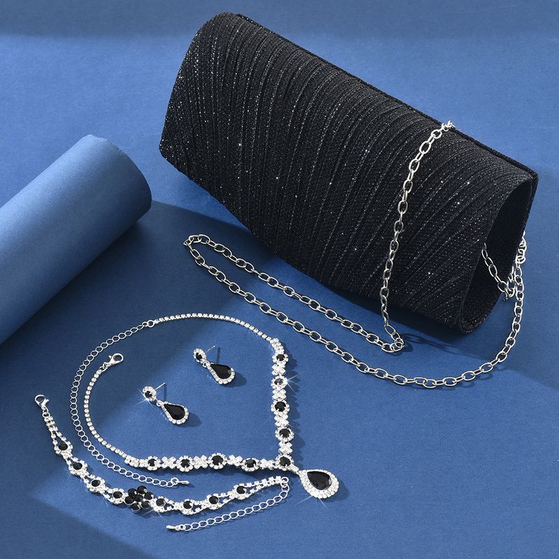 Set di gioielli da donna, borsa a mano, borsa da sera, tracolla, borsa a catena con collana, orecchini e bracciale_voghion.com