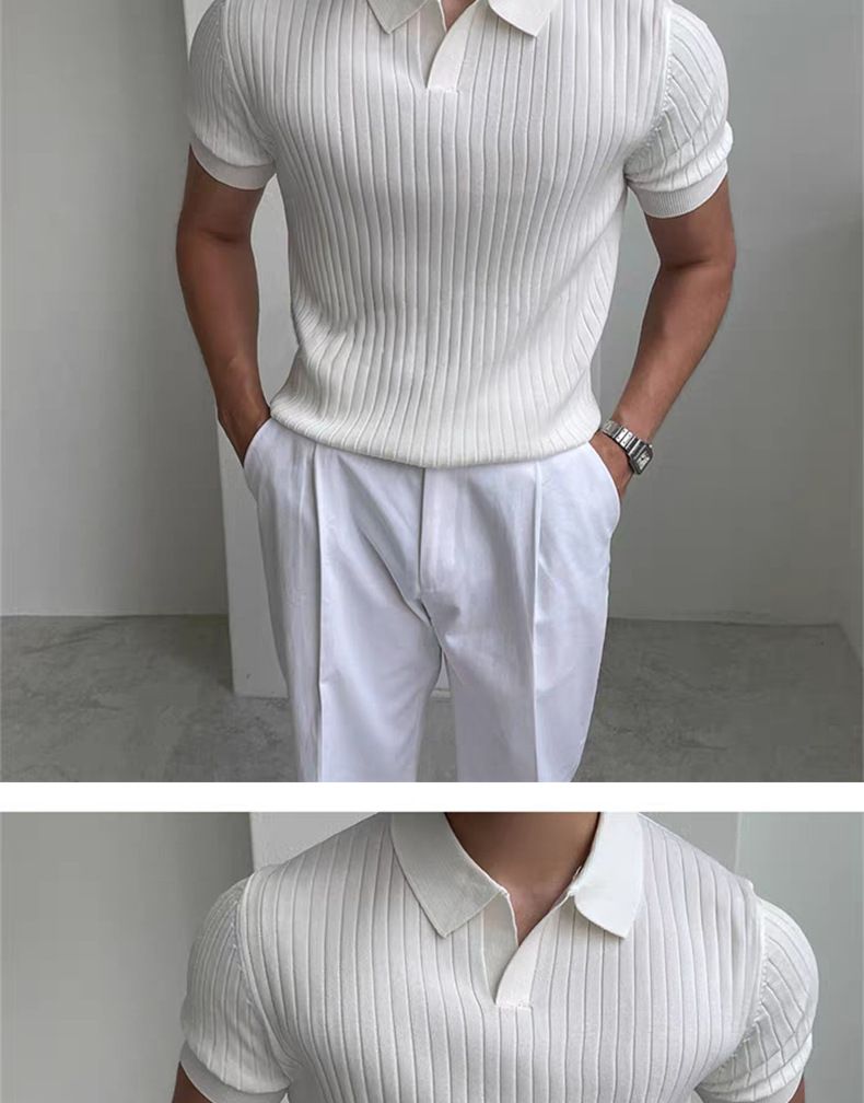 Men's Clothing Summer Light Mature Short Sleeved Polo Shan Men's Version Of Slim Lapel Solid Color Casual Thin Half Sleeved Trendy Temperament Top_voghion.com