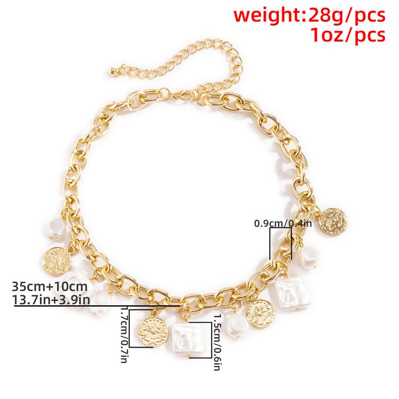 Collana girocollo con ciondolo di perle irregolari barocche retrò alla moda, gioielli hip-hop per ragazza, punk, ciondolo in metallo, catene cubane_voghion.com