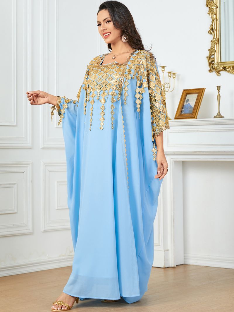Frauen Kleidung neue metallic Muslimischen robe lose zwei stück kleid_voghion.com